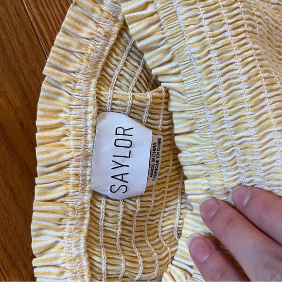 Saylor smocked yellow maxi dress off shoulder size small - Picture 3 of 5